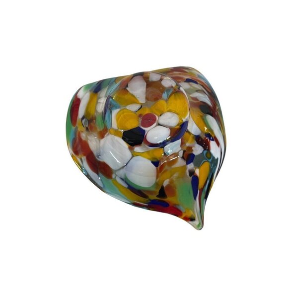 Murano Spatter Glass Heart Dish 6" Bright Confetti Colored - Picture 3 of 7